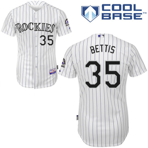 Chad Bettis #35 MLB Jersey-Colorado Rockies Men's Authentic Home White Cool Base Baseball Jersey